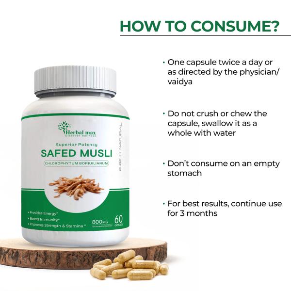 Herbal Max Safed Musli 800mg Tablet 60's - Sexual Care