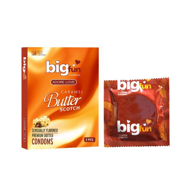 Netmeds | Bigfun Dotted Condoms - Caramel Butter Scotch 3's