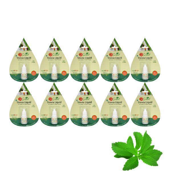 Netmeds | So Sweet 100% Natural 0% Calories Sweetener Stevia Liquid (Pack of 10) 1000 Drops 100 ml