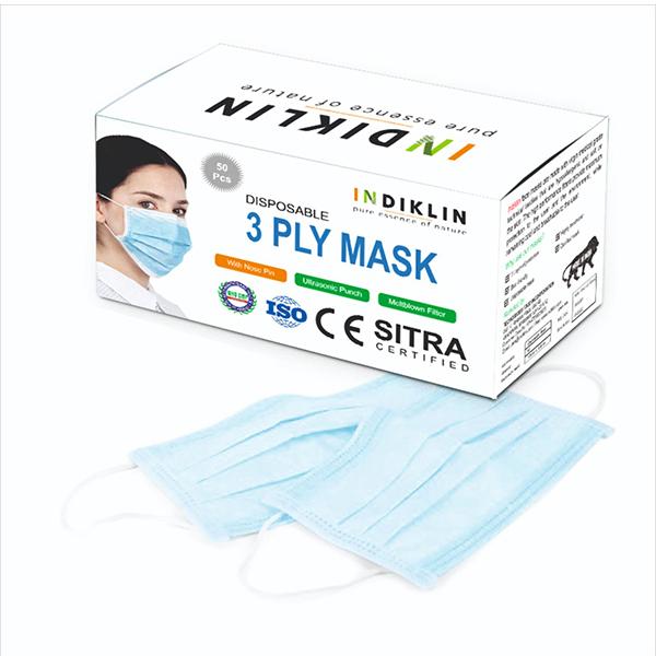 Netmeds | Indiklin 3Ply Face Mask 50's