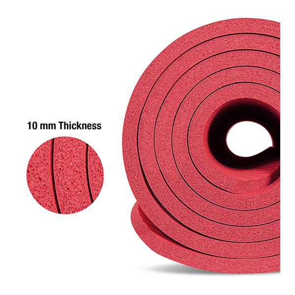 MuscleXP (10 mm) Thick NBR Material Yoga Mat - (Red) 1's - Workout Essentials
