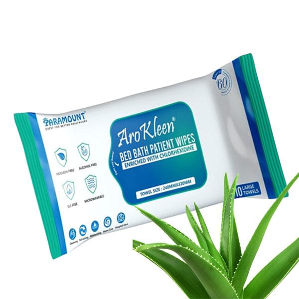 Netmeds | AroKleen Bed Bath Patient Wipes - Chlorhexidine (240 mm x 320 mm) 10's