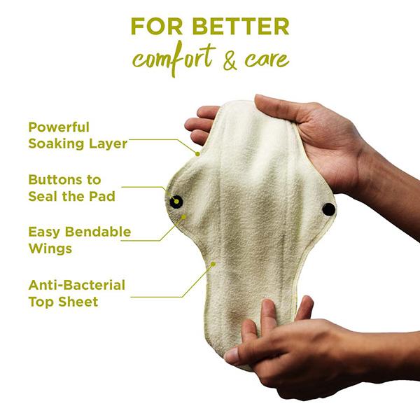 Pee Safe Reusable Sanitary Pads (Regular Pad 3's + Overnight Pad 1's + Leak Proof Pouch 1's) - Sanitary Napkins