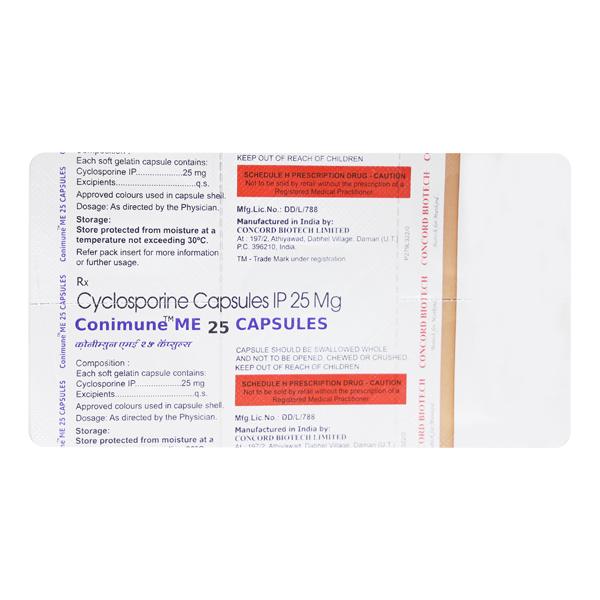 CONIMUNE ME 25mg Capsule 5's - Auto Immune Disease-Imm