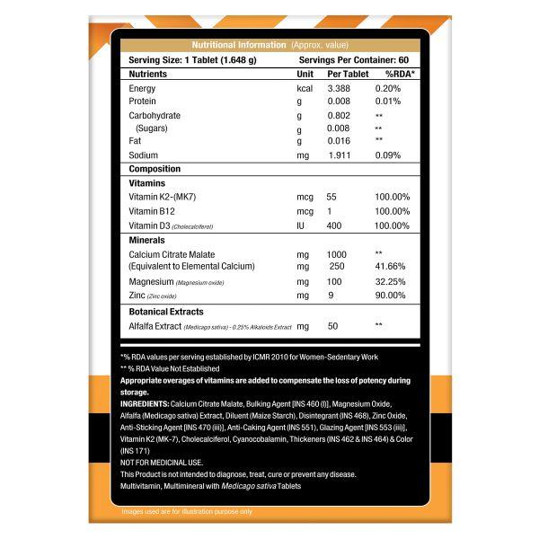 MuscleXP Calcium + Magnesium + Zinc & K2 Daily Vital Tablet 60's - Amino Acids