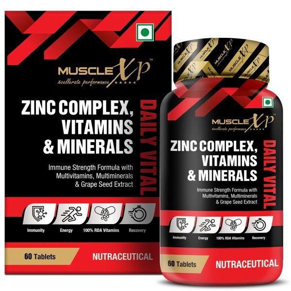 Netmeds | MuscleXP Zinc Complex Vitamins & Minerals Daily Vital Tablet 60's