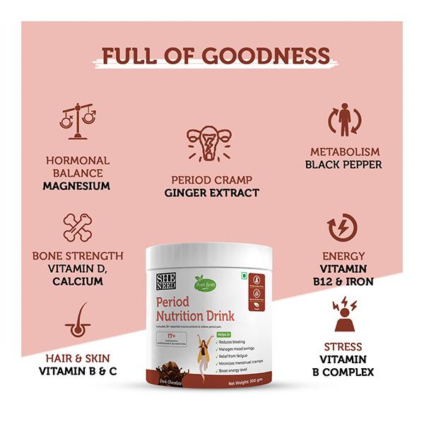 She Need Plant Based Period Nutrition Drink - Dark Chocolate Flavour 300 gm - Daily Health Drinks