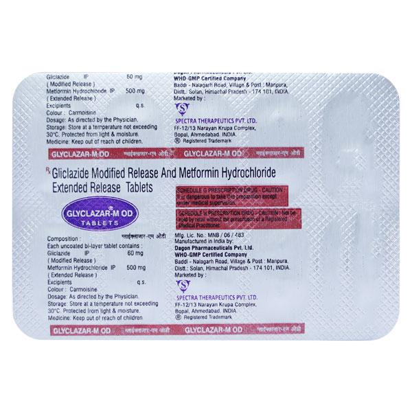 GLYCLAZAR M OD 60 Tablet 10's - Diabetes-Ant