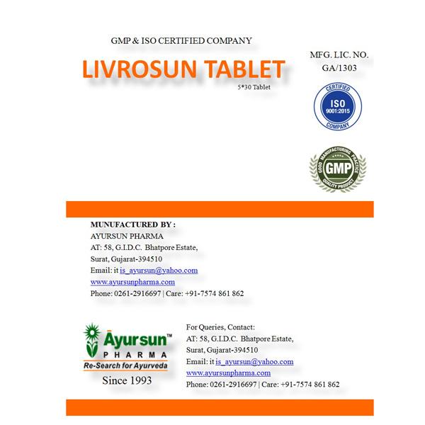 Ayursun Livrosun Tablet (Pack of 5 x 30's) - Speciality Medicines