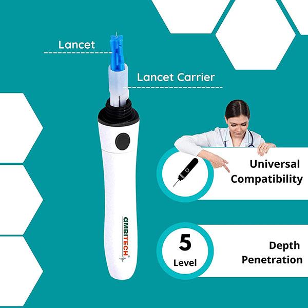 Ambitech Adjustable Lancing Device 1's + AmbiTech Round Lancets 50's - Blood Glucose Monitors/Strips