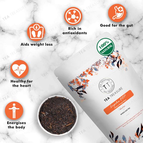 Tea Treasure Black Tea Leaves - Lopchu Flowery Orange Pekoe 50 gm (Pouch) - Teas