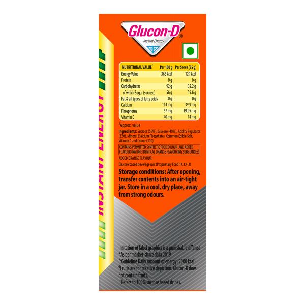 Glucon-D Instant Energy Powder - Tangy Orange (Refill) 450 gm - Energy Drinks