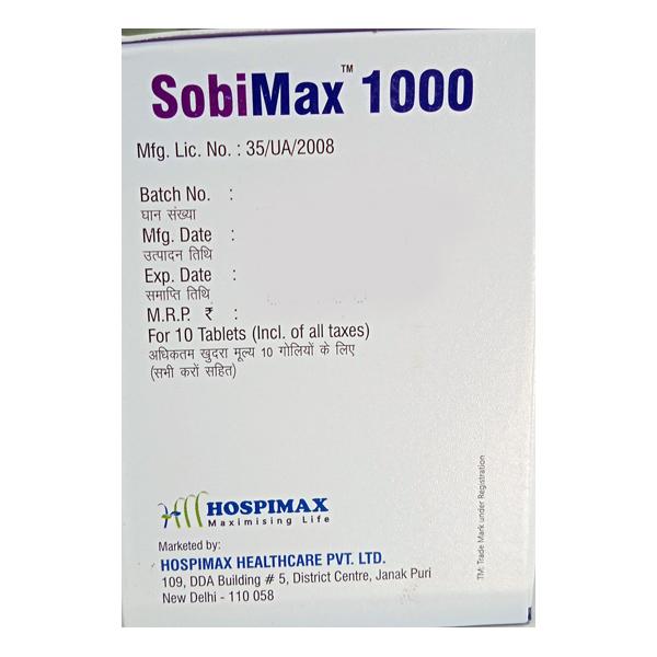 SOBIMAX 1000 Tablet 10's - Ulcer/Reflux/Flatulence-Aaa