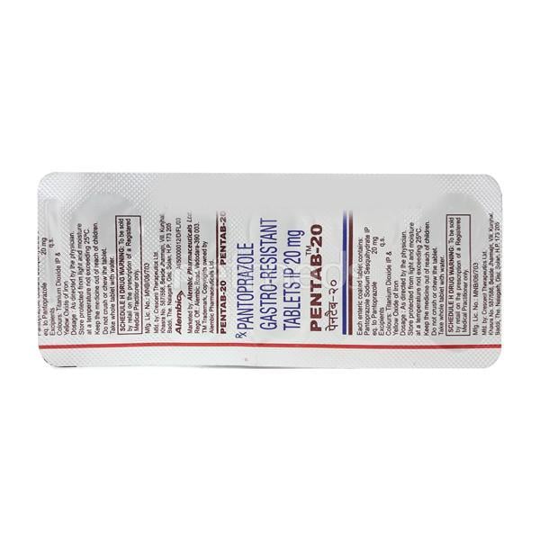 Pentab 20mg Tablet 10'S - Ulcer/Reflux/Flatulence-Aaa