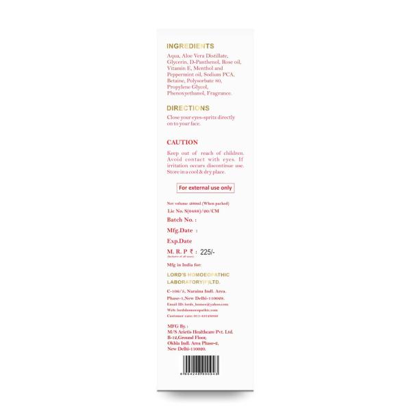 Lord's Rose Water Face Mist - Aloevera & Vitamin E 200 ml - Personal Care(Homeopathy)