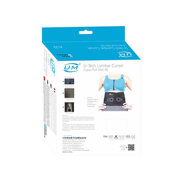 UM U-Tech Lumbar Corset Lace - Pull Slim Fit (A23) (L) - Back/Abdomen Supports