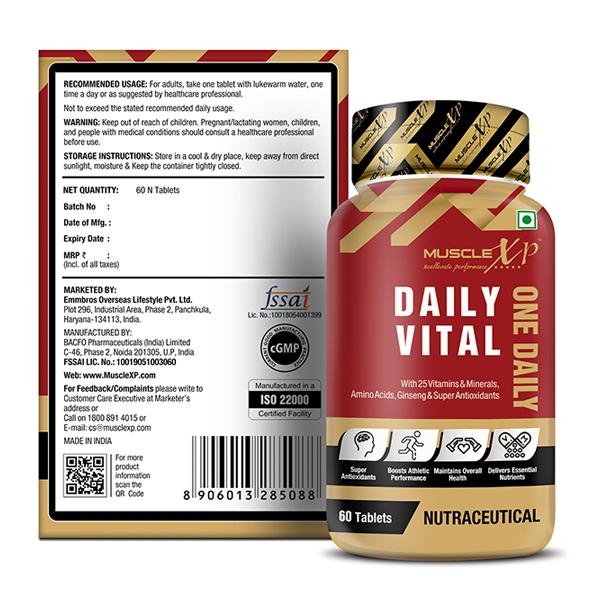 MuscleXP Daily Vital (One Daily) Multi Vitamin Tablets 60's - Multi-Vitamins