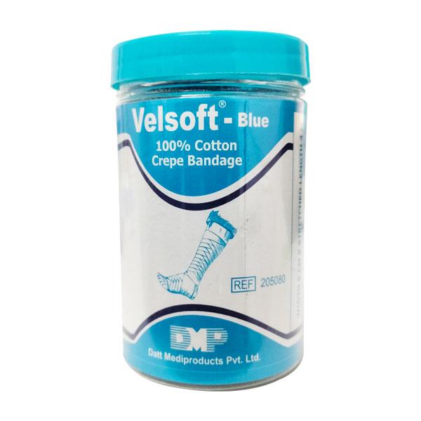 Netmeds | Velsoft Cotton Crepe Bandage (205080) (8 cm x 4 mtr) - Blue