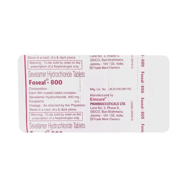 Foseal 800mg Tablet 10'S - Poisoning/Overdose-Ant