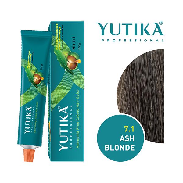 Yutika Creme Hair Color - 7.1 Ash Blonde 100 gm - Crème