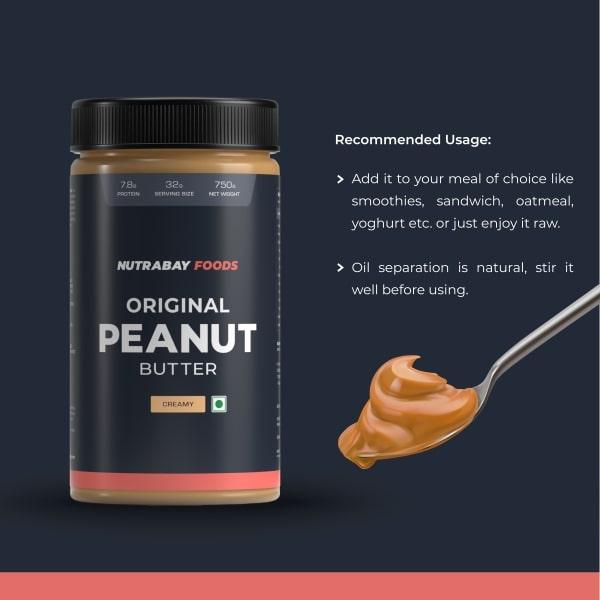 Nutrabay Foods Original Peanut Butter - Creamy 750 gm - Nutritional Bars