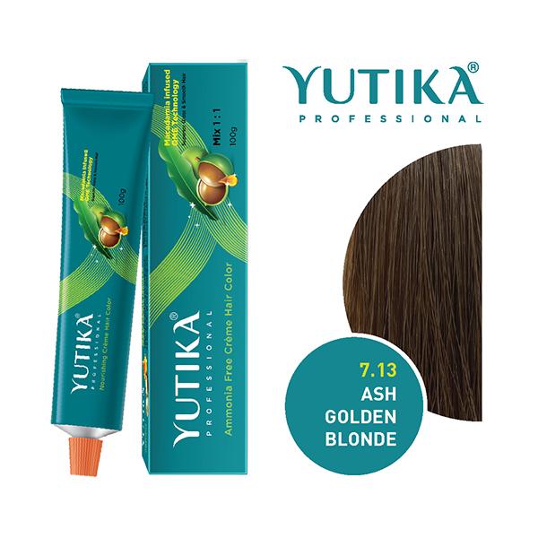 Yutika Creme Hair Color - 7.13 Ash Golden Blonde 100 gm - Crème