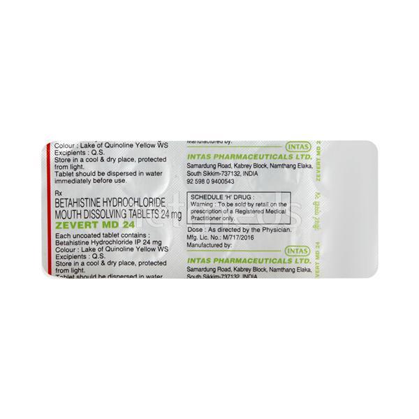 Zevert MD 24mg Tablet 10'S - Vertigo-Ant