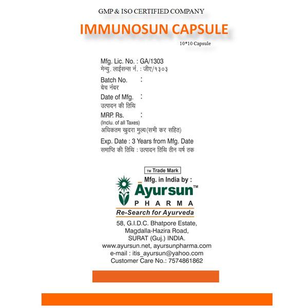 Ayursun Immunosun Capsule 100's - Health Products