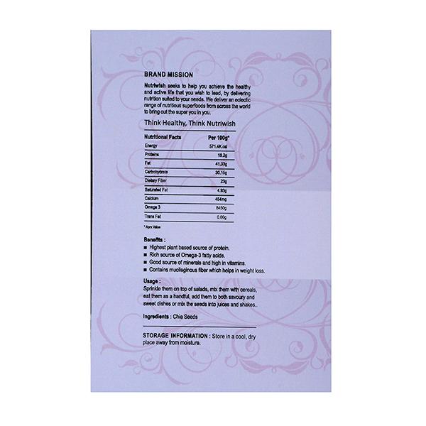 Nutriwish Chia Seeds 250 gm - Nutritional Bars