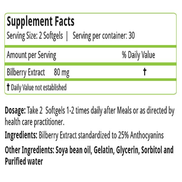 Natures Velvet Bilberry Extract 80 mg Softgel 60's - Speciality Medicines