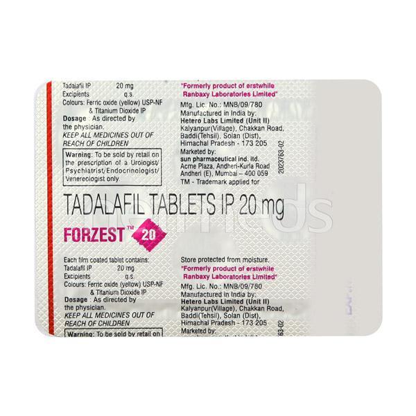 Forzest 20mg Tablet 4'S - Impotence/Erectile Dysfunction (Ed)