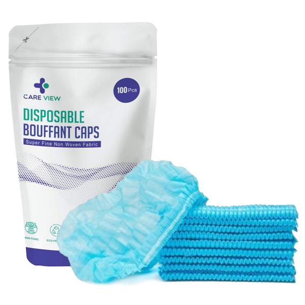 Netmeds | Care View Disposable Non-Woven Bouffant Caps - Blue 100's