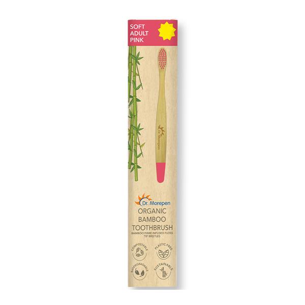 Netmeds | Dr.Morepen Organic Bamboo Adult Pink Toothbrush - Soft 1's