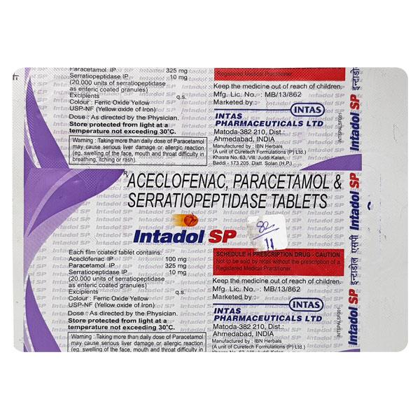 INTADOL SP Tablet 15's - Pain relief-Nsa