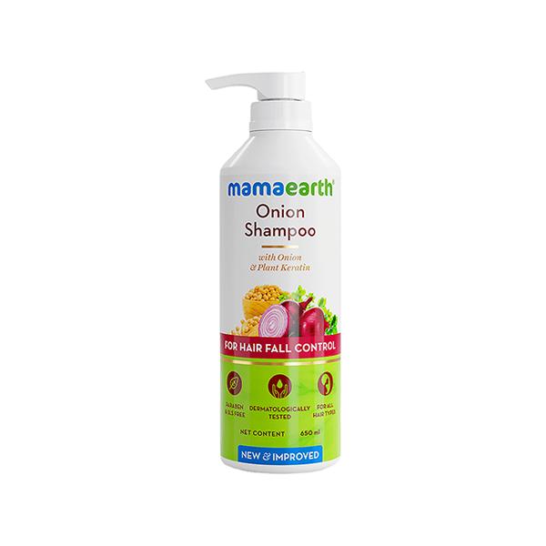 Mamaearth Onion Shampoo for Hair Fall Control and Hair Growth with Onion and Plant Keratin 650 ml - Shampoos