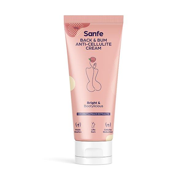 Netmeds | Sanfe Back & Bum Anti-Cellulite Cream - Coconut & Peach Extracts 100 gm
