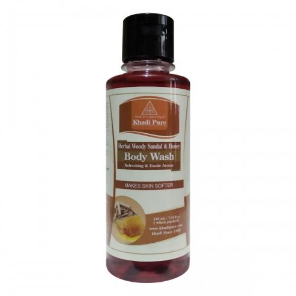 Khadi Pure Herbal Body Wash - Woody Sandal & Honey 210 ml