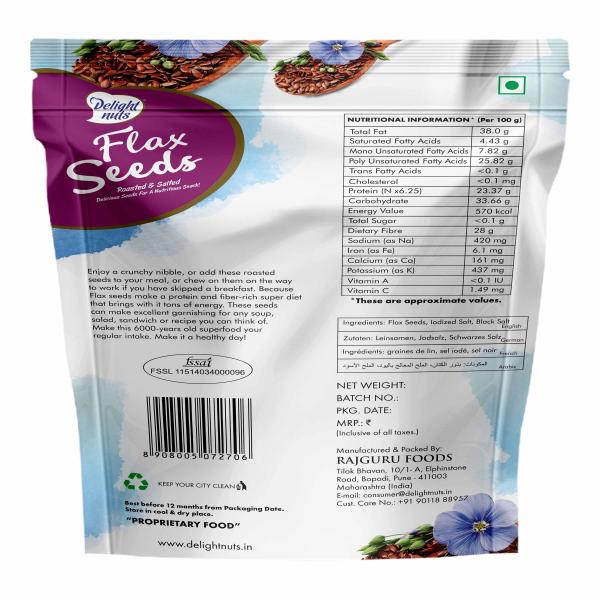 Delight Nuts Roasted And Salted Flax Seeds 200 gm - General Health