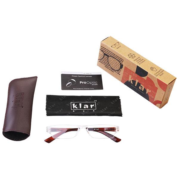 Klar Eye Rectangle Rimless K-511 Reading Glass - Brown, 1.5 Power - Men Eyeglasses