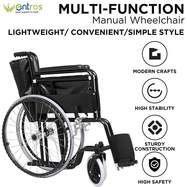 Entros Wheelchair - Black (EHS-875) - Wheelchairs & Walking Sticks