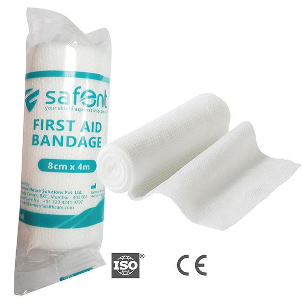 Safent First Aid Bandage (8cm X 4 m) - Bandages