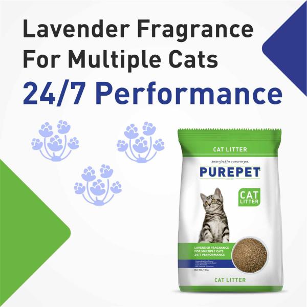 Purepet Clumping Lavender Fragrance Cat Litter (for Multiple Cats) 5000 gm - Pet accessories