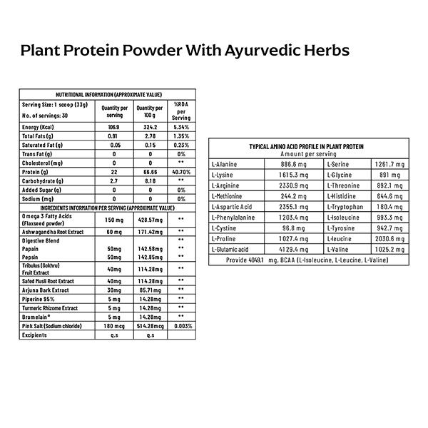 Panchamrit Plant Protein (Pea & Brown Rice Protein) - Delicious Chocolate 1 kg - Protein Drink