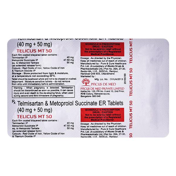TELICUS MT 50 Tablet 15's - Hypertension-Bet