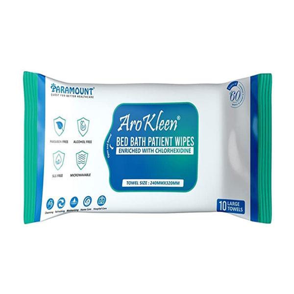 AroKleen Bed Bath Patient Wipes - Chlorhexidine (240 mm x 320 mm) (Pack of 20 x 10's) 1's - Drapes,Caps & Gowns