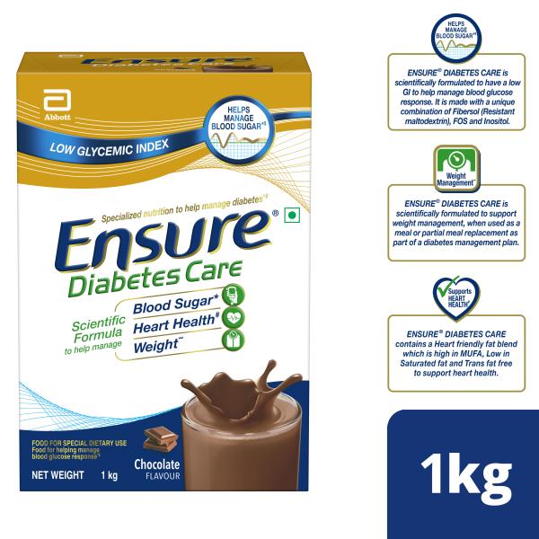 Ensure Diabetes Care Powder - Chocolate (Refill Box) 1 kg - Nutritional Supplement