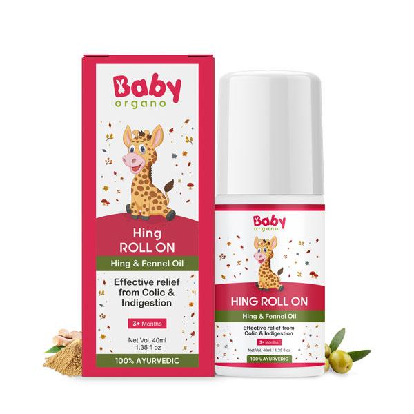 Netmeds | Baby Organo Ayurvedic Hing Fennel Oil Effective Relief from Colin & Indigestion Hing Roll On 40 ml