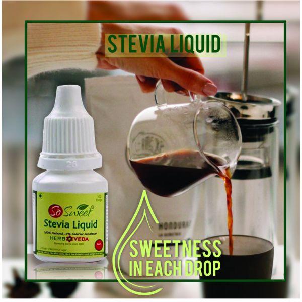 So Sweet 100% Natural 0% Calories Sweetener Stevia Liquid (Pack of 5) 500 Drops 25 ml - Sugar Substitute