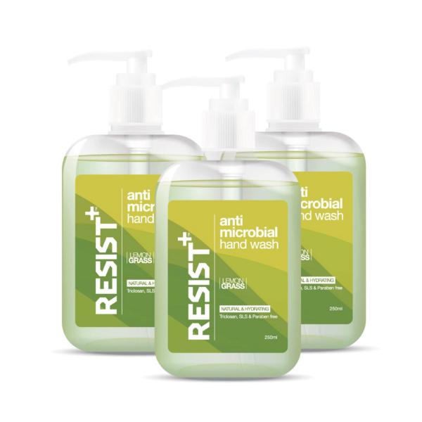 RESIST+ AntiMicrobial Hand Wash - Lemon Grass (Pack of 3 X 250 ml) - Hand Sanitizer