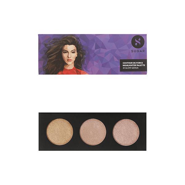SUGAR Cosmetics Contour De Force Highlighter Palette - 01 Glow Genius 12 gm - Highlighters & Illuminators